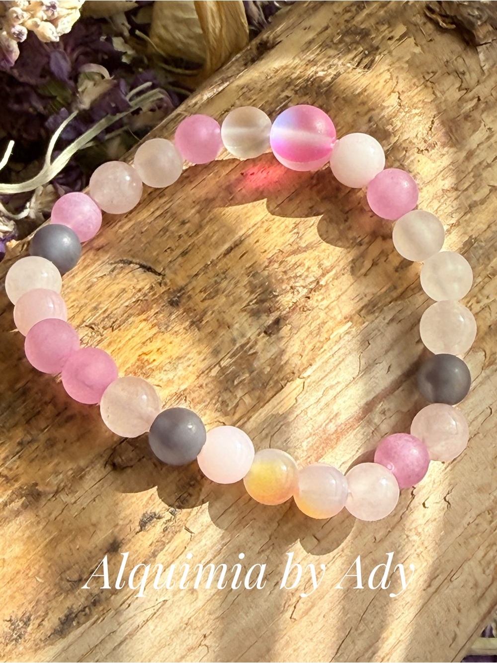 Pastel Multicolor glass and rose quartz Bead Bracelet | cool layers